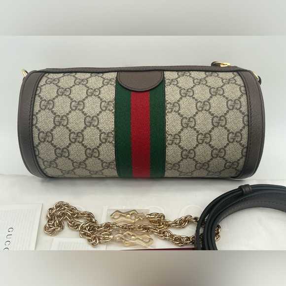 NEW!  GUCCI BARREL GG SUPREME OPHIDIA ZIP CROSSBODY SHOULDER BAG AUTHENTIC - Picture 7 of 14